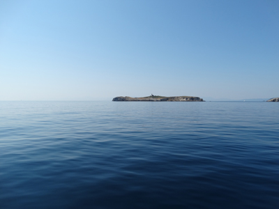 On the calm blue sea aboard Carpe Diem