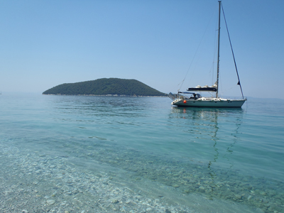 Dassia Island and Carpe Diem from Kastani Beach