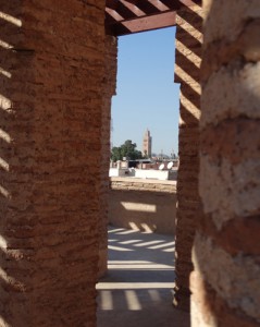 Koutoubia Mosque minaret from El Badi Palace - Kasbah District