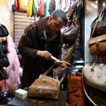 My new handbag getting a dose of vegetable oil at Chiki Imad stall in the souks