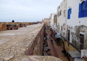 Markets below Essaouira's rampart walls.