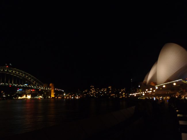 The coathanger and the sails AKA Sydney Harbour Bridge and the Opera House.