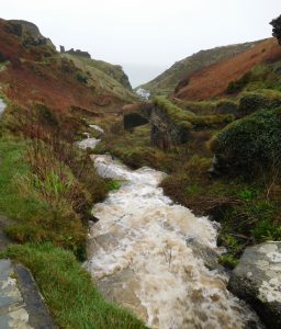 The walkway up to Tintagel Castle is pretty and crosses a surprisingly forceful stream.