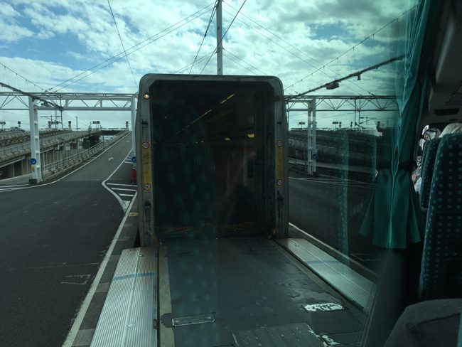 Driving onto the Euro Tunnel train, modern engineering.