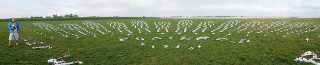 Australian casualty crosses at the Pozieres Windmill
