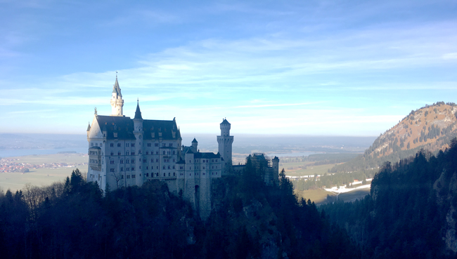 Neuschwanstein Castle and beyond from the skinny Marie's Bridge