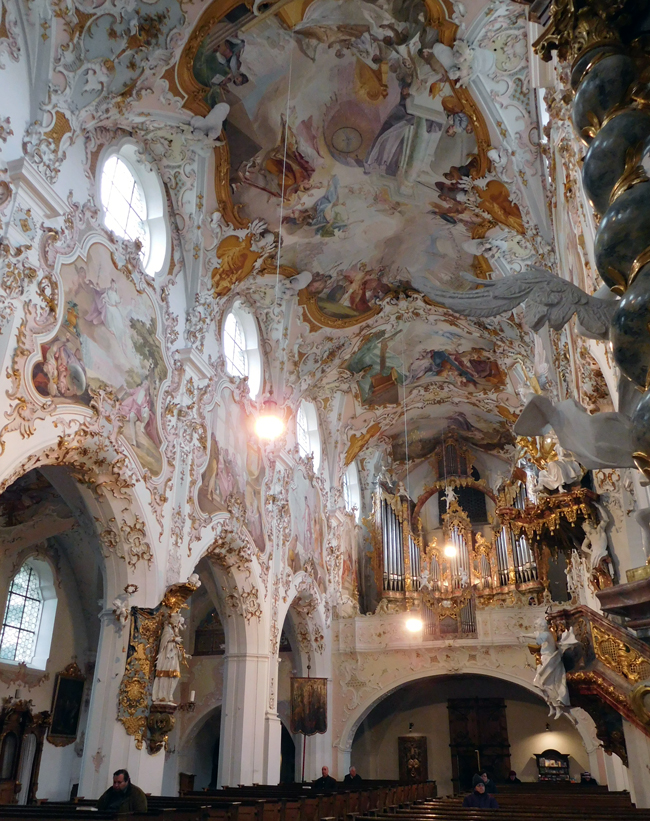 The sumptuous interior of Rottenbuch Abbey