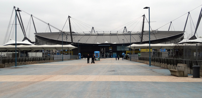 The optical illusion that is Etihad Stadium - what seems like ground floor from here is actually the second tier of stand seating, with the pitch, team rooms and bottom seating tier being dug into the ground.