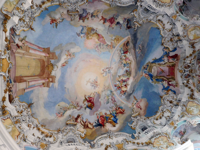 If you can jump high enough, you could knock on Heaven's door - at least knock the door on the ceiling of the Wieskirche