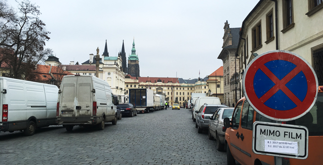 Keira Knightley and Alexander Skarsgård were filming WWII film 'The Aftermath' in the grounds of Prague Castle...we only saw the extras eating lunch so no sneaky long-range selfies.