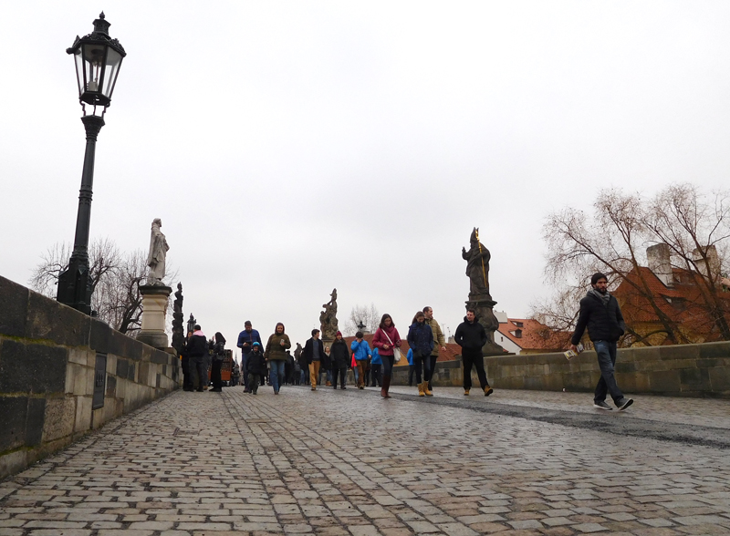 Charles Bridge by day...without the summer swarms of foot traffic still buzzes even in the cold days of February.
