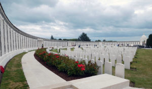 Along the top of Tyne Cot Cemetery is the Tyne Cot Memorial, etched with the names of almost 35,000 servicemen from the UK and New Zealand who died in the Ypres Salient after 16 August 1917 and whose graves are not known