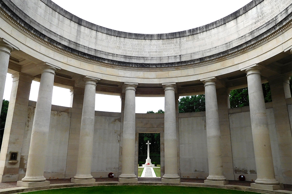 Ploegsteert Memorial to the Missing bears over 11,000 names of UK and South African soldiers of WW1 with no known grave.