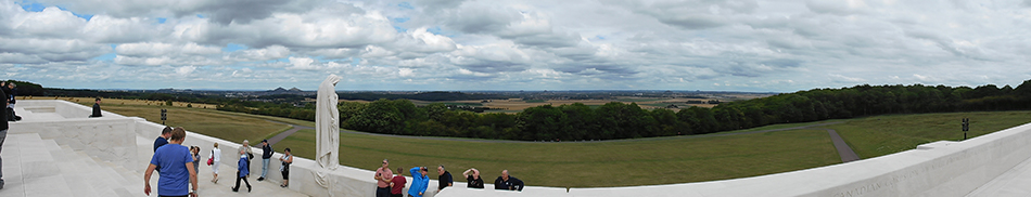 Northwest views over the Douai Plains from the Canadian National Vimy Memorial.