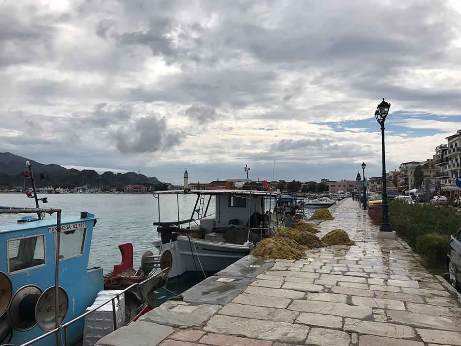 Local fishing boats in Zakynthos Town harbour